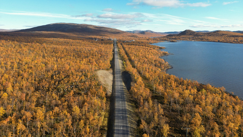 Ylläs Kolari Ruska Fall Autumn Foliage Drone Road Roadtrip Landscape Lapland By Erika Katainen