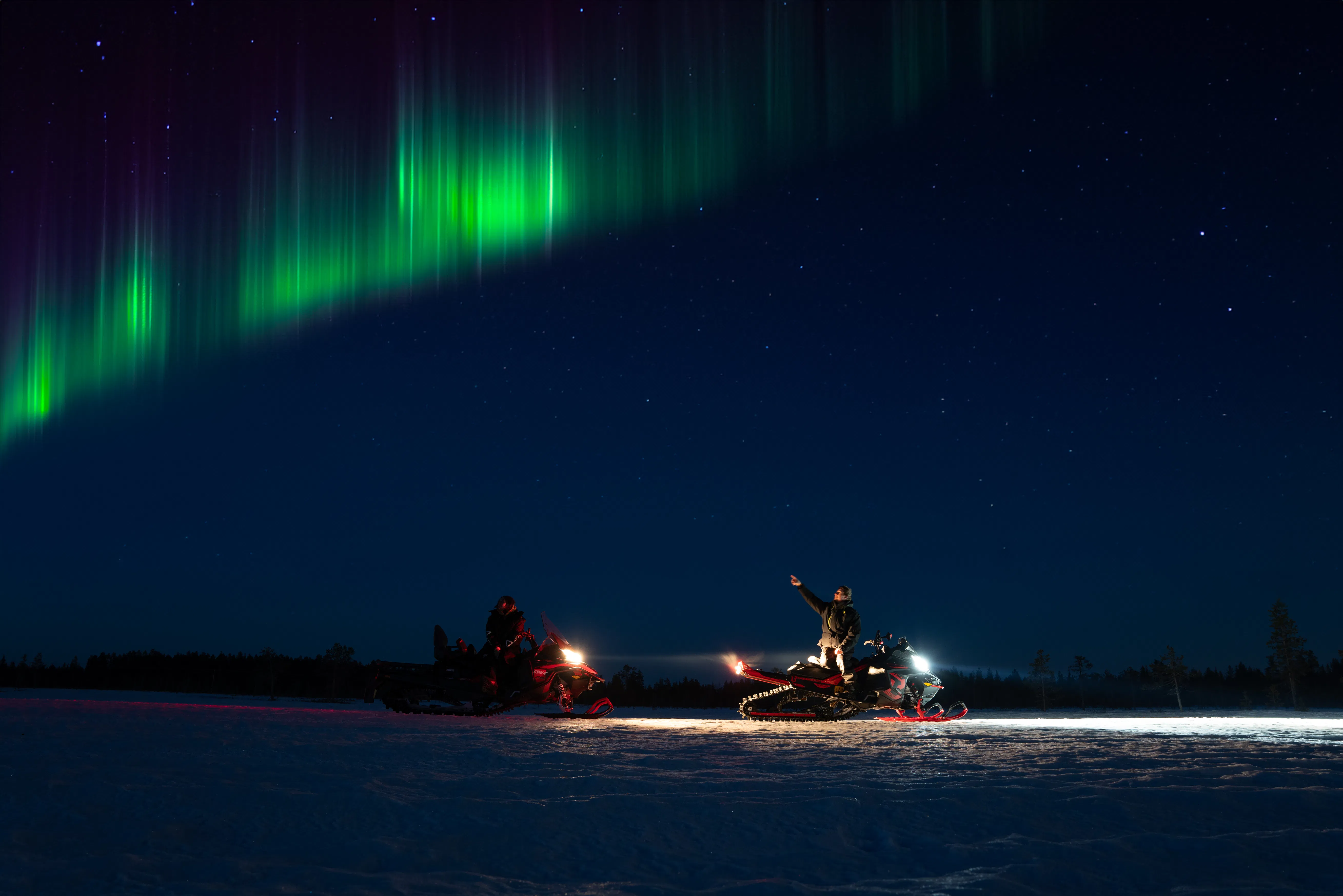 Private - Northern Lights Hunt With Snowmobiles In Levi