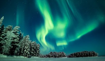 Arctic night and magical aurora in Rovaniemi, Lapland